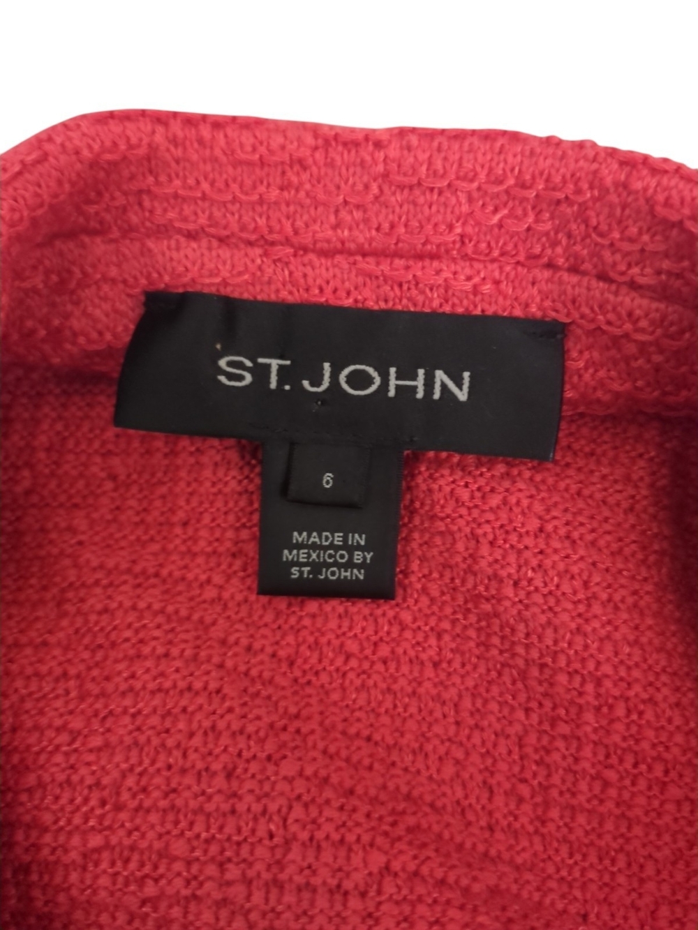 St. John Collection Pre-Fall 2021 Textured Knit Blazer Coral Red Sz 6 Designer - Picture 8 of 11